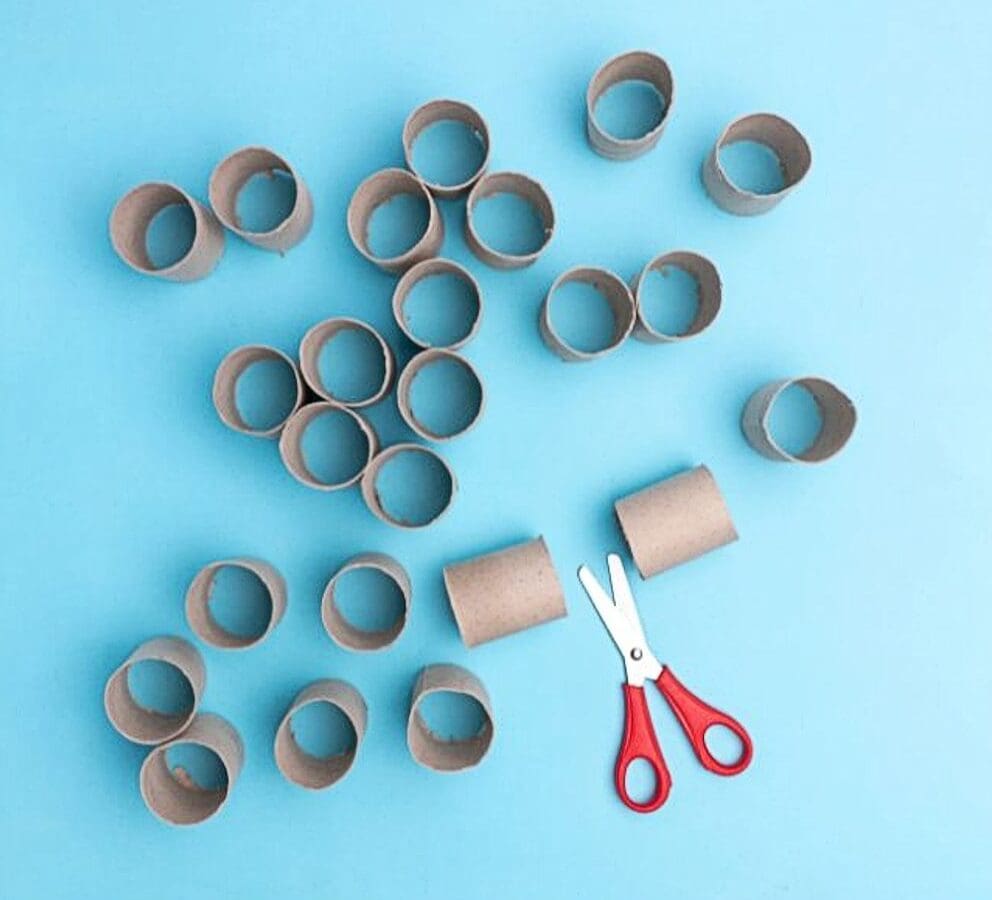 Cut up toilet paper roll circles