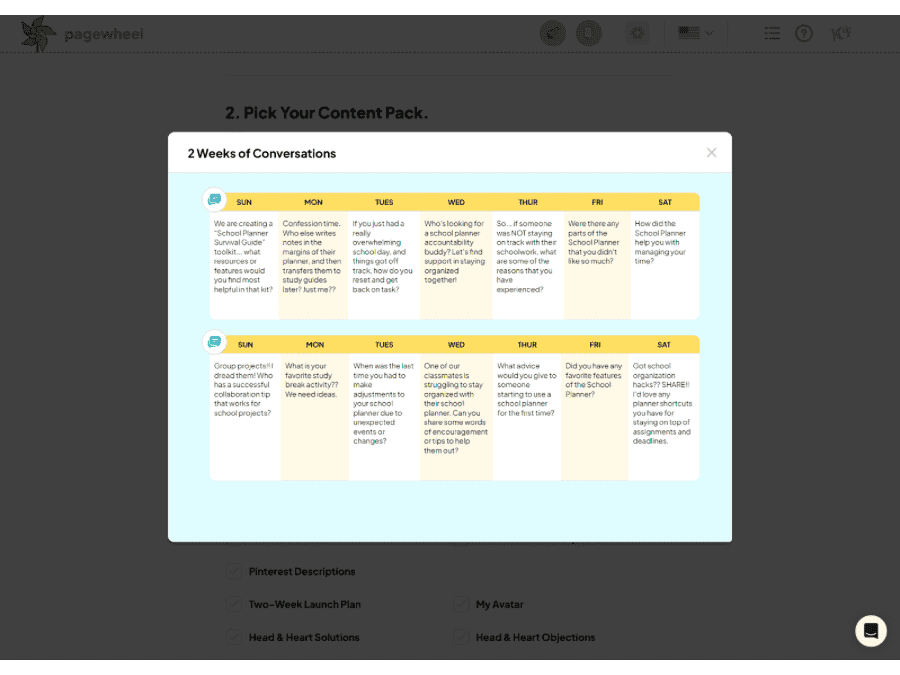 Pagewheel features screenshot