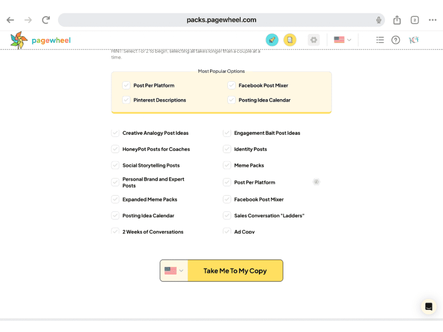 Pagewheel features screenshot